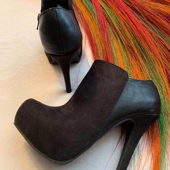 Black Suede and Leather Bootie - Picture 4 of 5